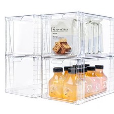New Best 4Pack Large Stackable Storage Drawers Clear Acrylic Organizers with