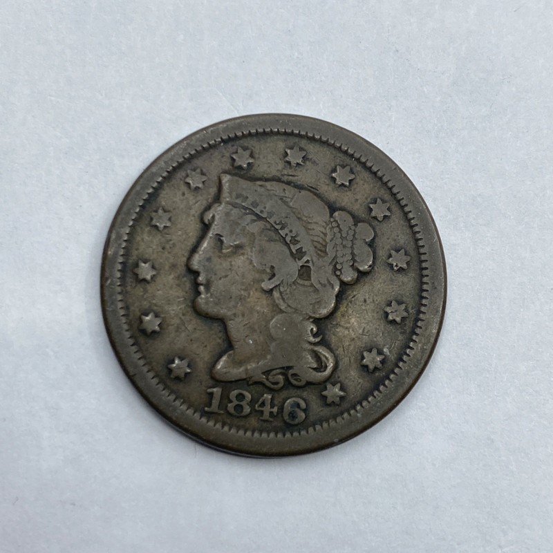 1846 United States-Braided Hair Large Cent-1C-Early American 🇺🇸