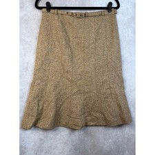 Ann Taylor LOFT Women's Size 6 Wool Silk Blend Tweed Pleated A Line Skirt w Belt