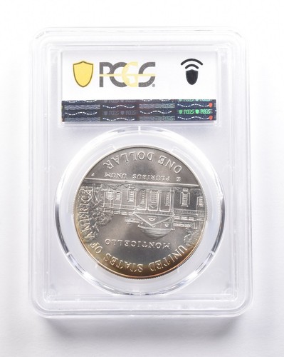 1993-P Jefferson Commemorative Dollar MS69 PCGS Rainbow Toned *5304 - Picture 2 of 3