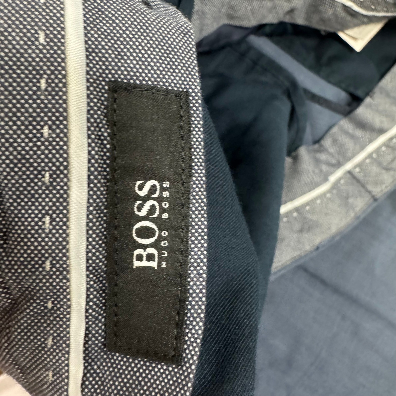 Hugo Boss Mens Blue Textured Dress Pants Flat Front Trousers Size 32R 32x27 thumbnail 6