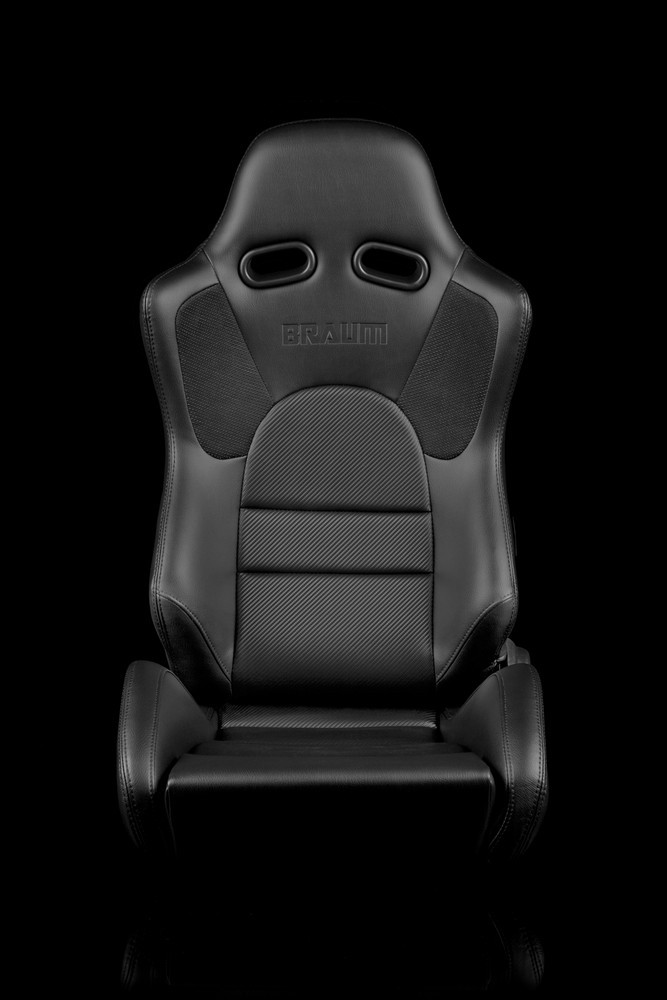 BRAUM Advan Series Sport Seats - Black Leatherette (Black Stitching) - Pair