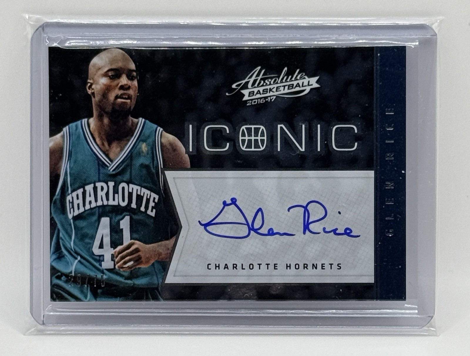 2016-17 Panini Absolulte Iconic Glen Rice Auto #rd 29/75 Charlotte Hornets NBA