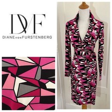 2 NWT Diane von Furstenberg DVF Jeanne Wrap Dress Geo Stained Glass RARE