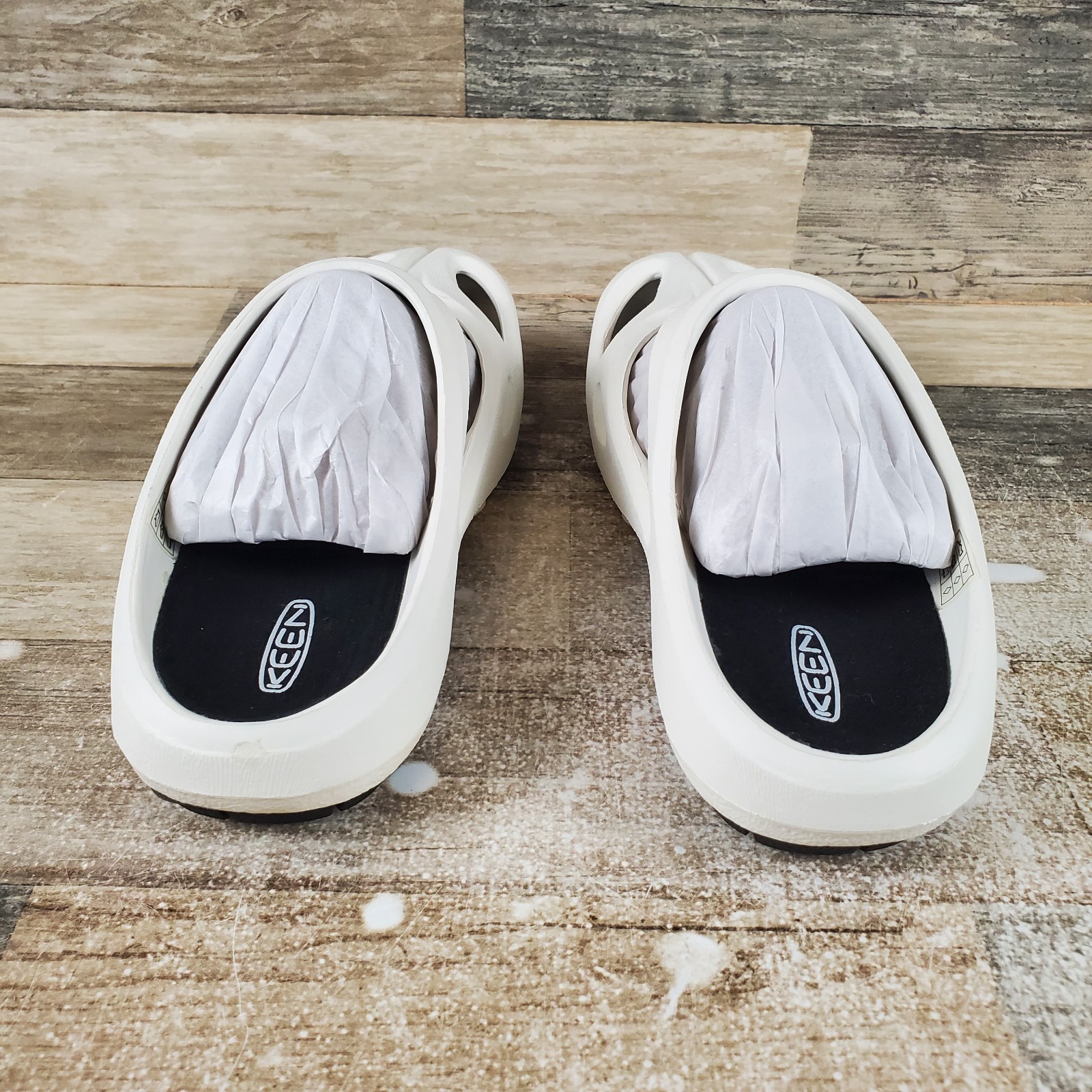 Sandali donna Keen Shanti taglia 9 bianco nero slip on leggeri comodi zoccoli