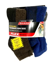 Dickies Dri Tech Socks Performance Work Sock, Ankle, Mens, 6 Pairs, Size 6-12