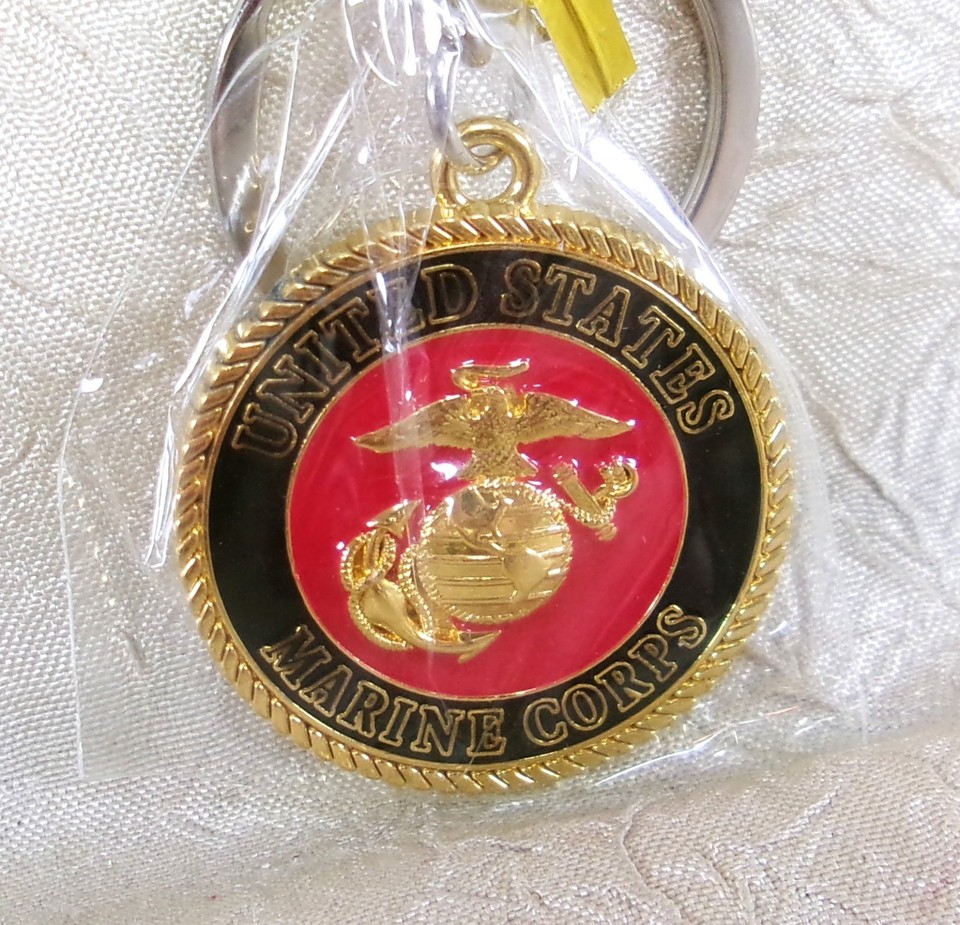 United States Marine Corps Metal Key Ring Military Keychain USMC New in ...