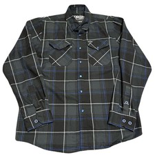 Dixxon Flannel Company Cycle Gear Pearl Snap Button Up Shirt Size Medium Washed
