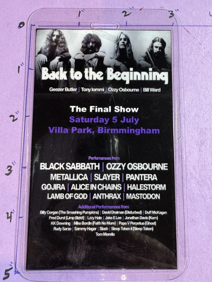 ￼ Black Sabbath Commemorative Back To The Beginning Farewell Show Backstage Pass - Image 3 of 4