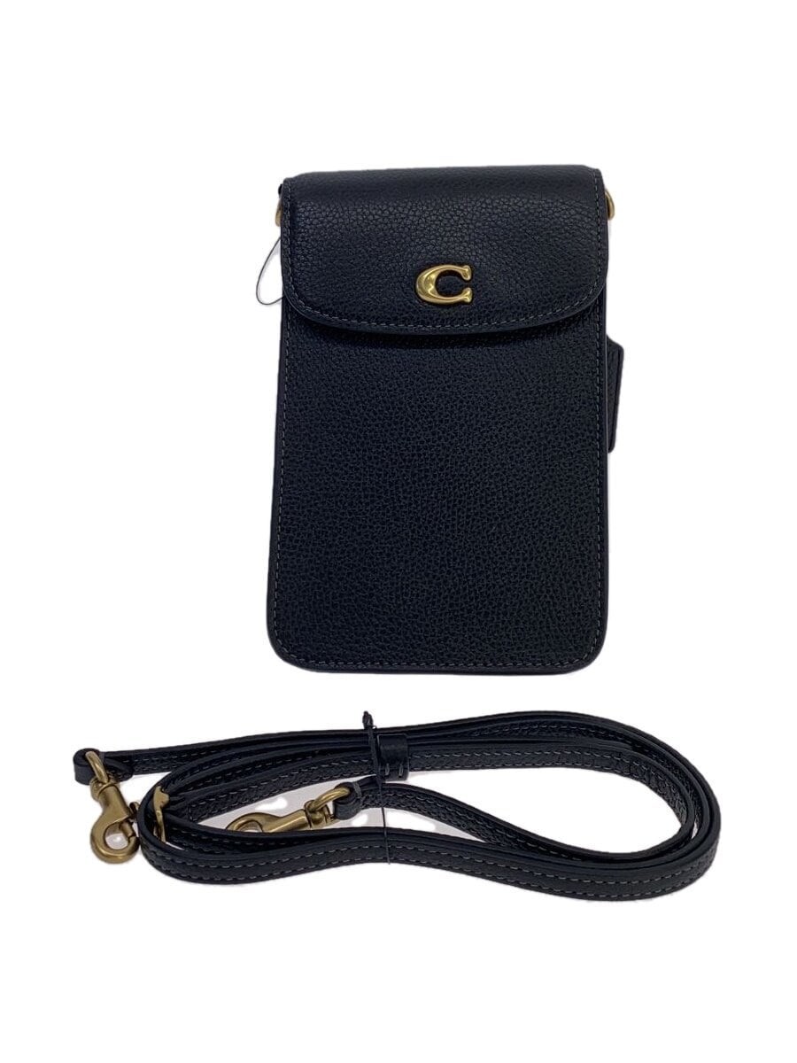 COACH Phone Crossbody Shoulder Bag Leather BLK CH815