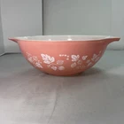 Vintage PYREX Pink White Gooseberry 4qt Cinderella Nesting  Mixing Bowl 444