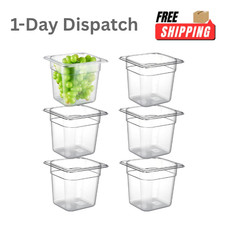 6 Pack 1/6 Size 6 Deep NSF Polycarbonate Food Pans Clear Container