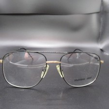 Vintage Style Aviator Eyeglass Frames Black Stainless Steel Full Rim 58-18-140