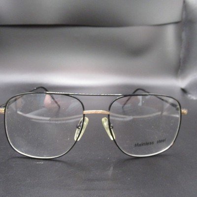 Vintage Style Aviator Eyeglass Frames Black Stainless Steel Full Rim 58-18-140