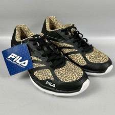 FILA Womens Athletic Shoes Black Leopard Prin...