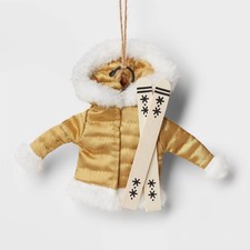 Fabric Ski Jacket with Skis Christmas Tree Ornament Gold - Wondershop Skier