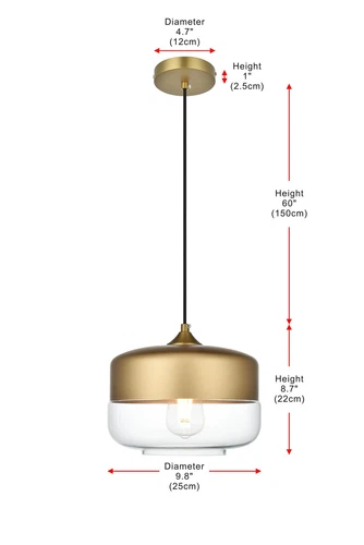Living District Ashwell 10" Pendant Clear Shade In Satin Gold - Picture 9 of 10