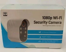 Wi-Fi Security Camera 1080p Model R6 BLACK Rechargeable Battery AI Detection