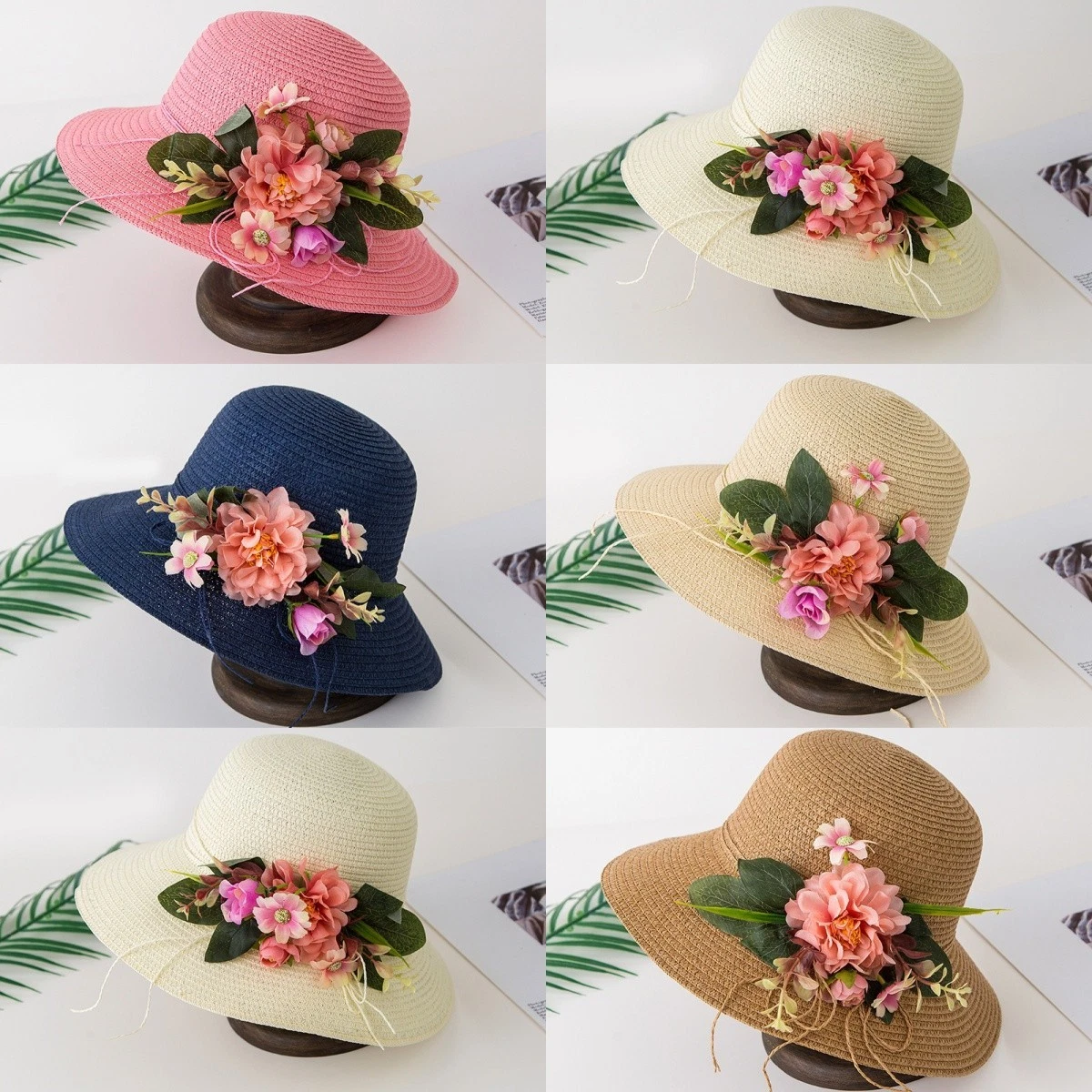 Women's 3D Flowers Sun Hat for Beach Vacation Travel Elegant Breathable Hat