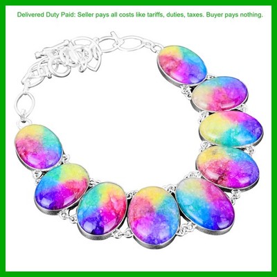 Natural Rainbow Solar Quartz Druzy Chain Necklace Jewelry 925 Sterling Silver