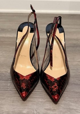 Christian Louboutin OPTICHOC 100 AYERS METALGLOSS PUMP 7.5 US 38.5 Red/BLK Heels