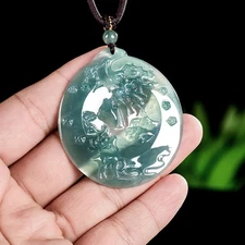Certified Burma Jadeite Natural A-grade icy jade jadeite sika deer pendant