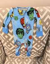 Marvel One-Piece 3-6M Blue Fleece Coverall Su...