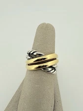 David Yurman Double Crossover Ring 18k & Sterling, Vintage, Sz 7