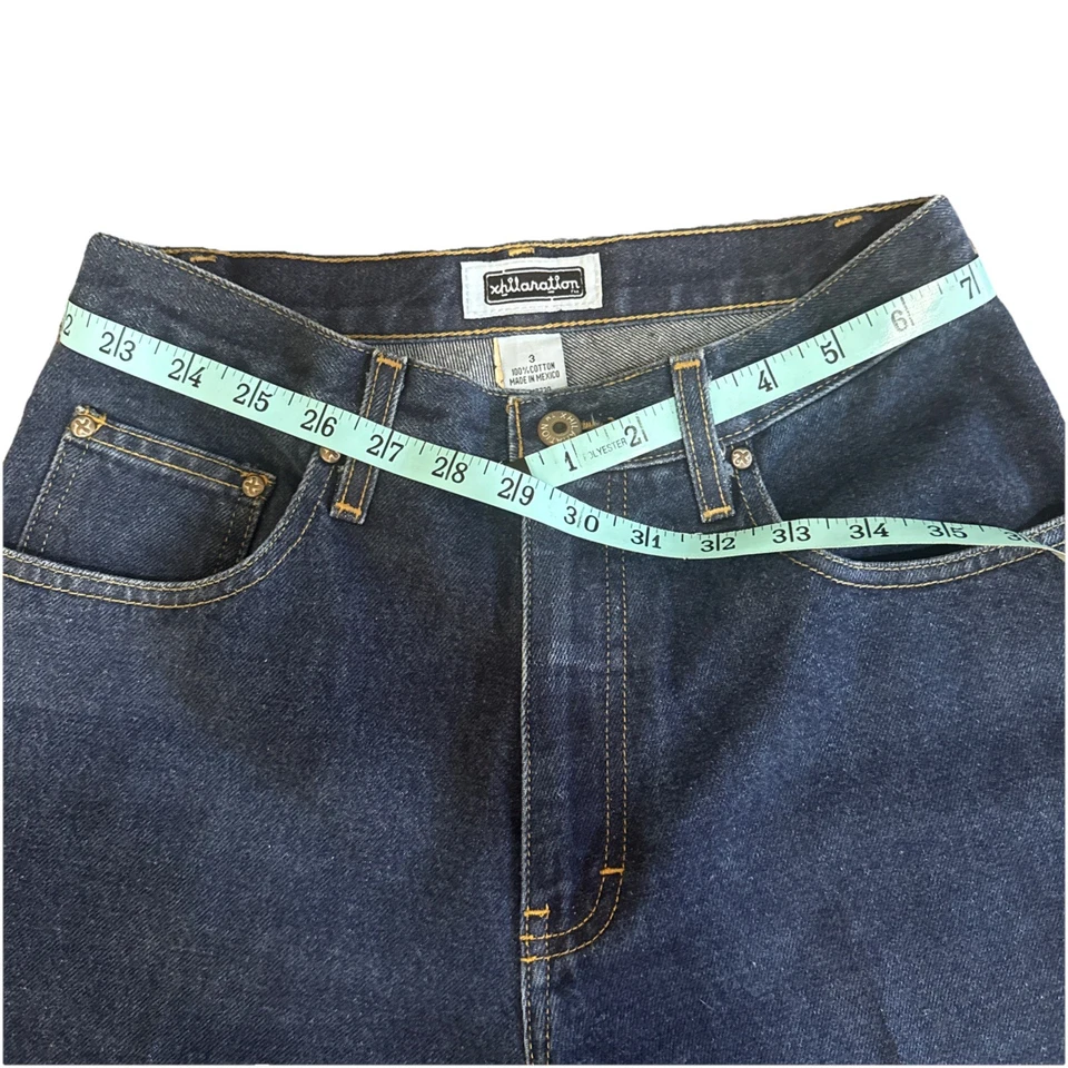 Jeans vintage anos 90 Xhilaration Y2k bootcut flare médio feminino lavagem escura cintura alta - Imagem 2 de 4