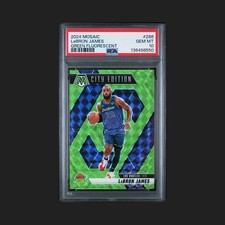2024-25 Panini Mosaic LeBron James Fluorescent Green Prizm #286 /10 PSA 10