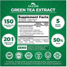 Green Tea Extract Capsules 150 Count, 20:1 Extract, 50 EGCG