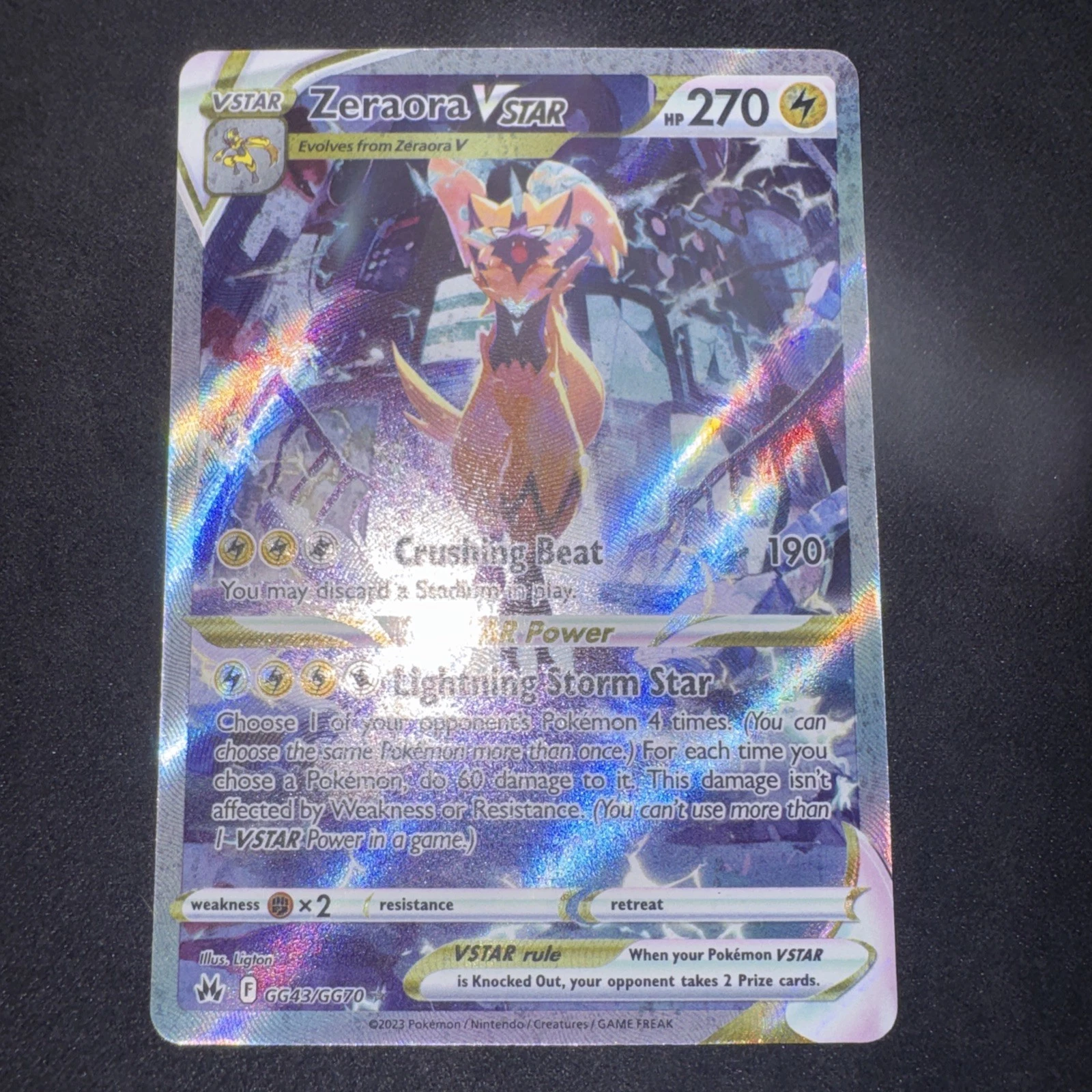 Pokémon TCG Zeraora VSTAR Full Art Ultra Rare Holo Card GG43/GG70 Crown Zenith E