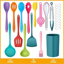 Elegant Silicone Cooking Utensils Set Heat Proof Non Stick Kitchen Tools 24pc