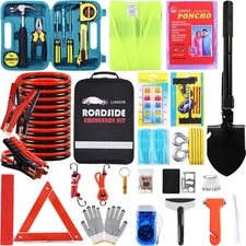 Roadside Emergency Car Kit-Safety Car Kit Car Emergency Kit with Jumper Cables.