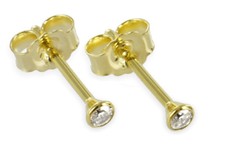 💎 585 Echt Gold 💎 DIAMANT 0,06 ct., Brillant 💎Kleine Ohrstecker 2 mm, Paar