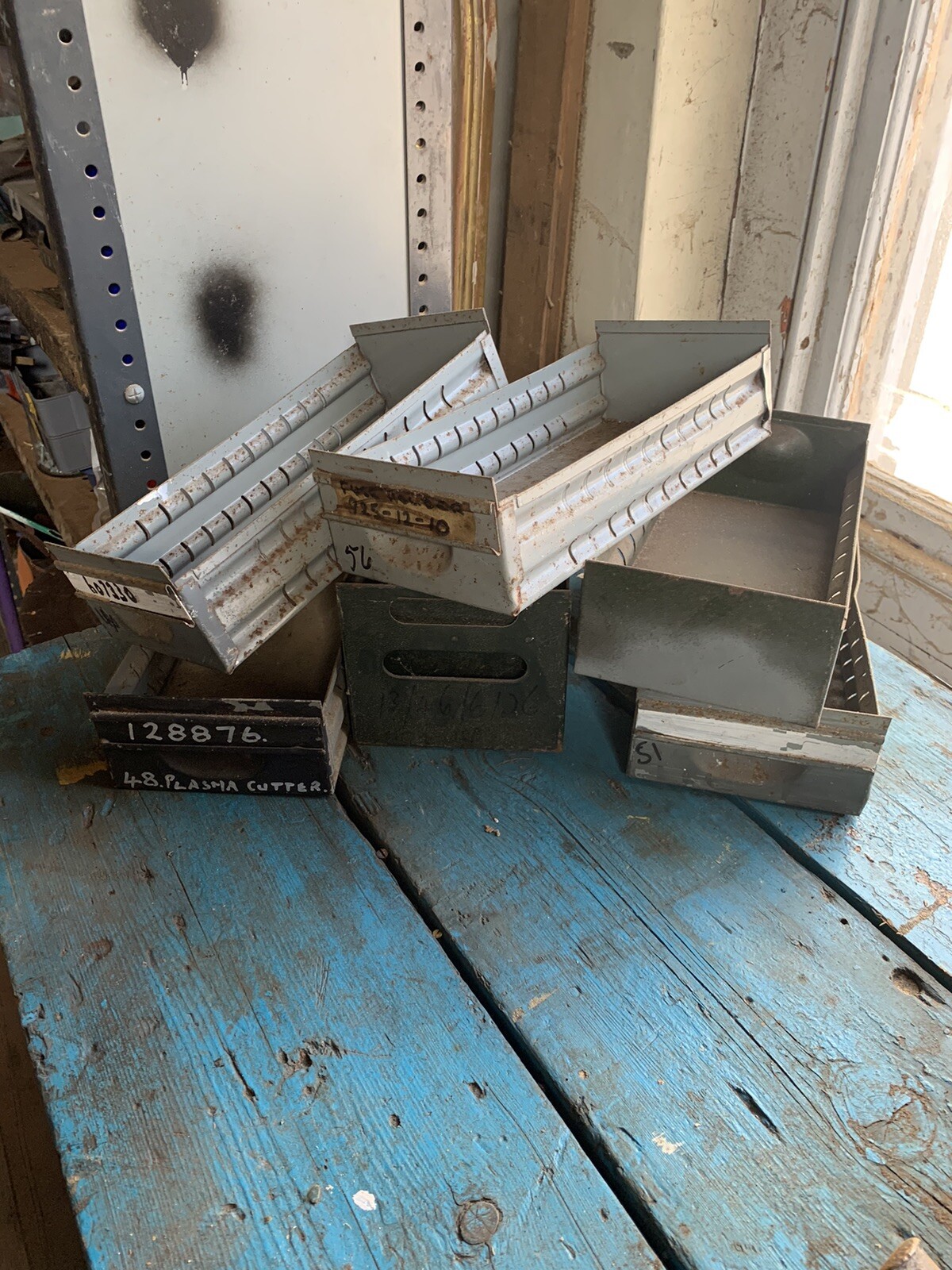 6 Vintage Metal Storage Boxes eBay