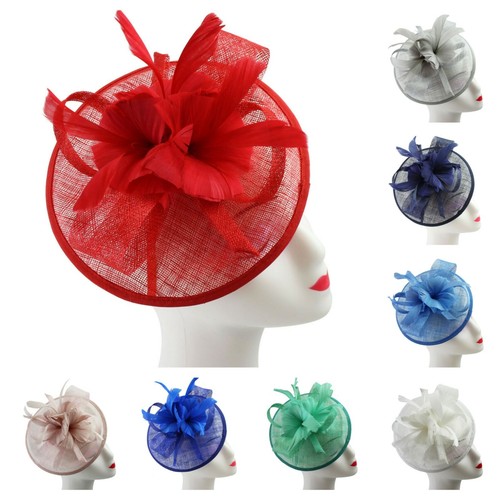 Women Feathers Fascinator Headband Clip Hair Hat Wedding Royal Ascot Formal Race - Picture 2 of 34