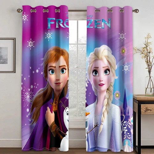 Niños Anna Elsa Princesa Opacas Cortinas Ojales 3D Cortina Cortina Regalo - Imagen 16 de 19
