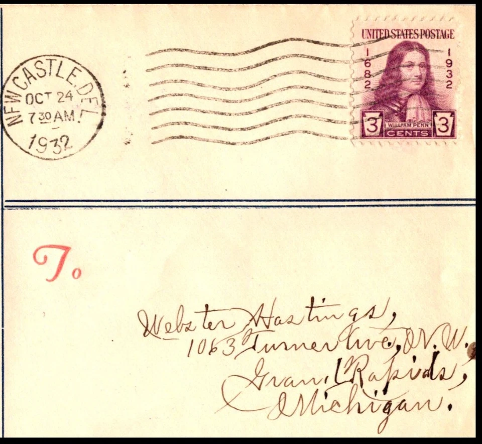 724-26 William Penn FDC / Linprint Cachet, OF, Addressed, Clean Cover - Image 3 of 4