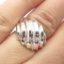 925 Sterling Silver Vintage Ribbed Ring Size 5.5