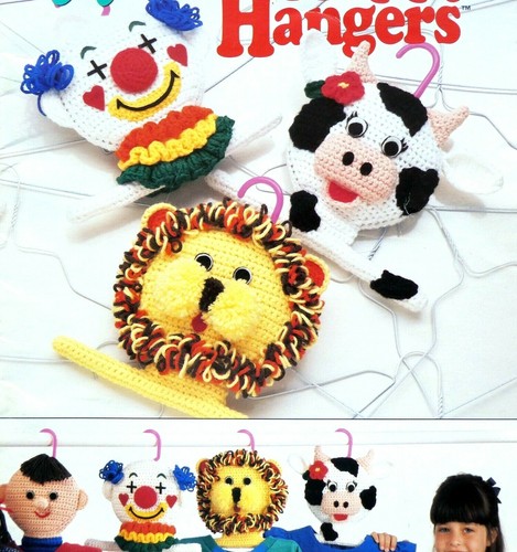 Crochet Pattern Hangers Clothes Child Animals Lion Panda Cow Pig Boy Girl Clown - Picture 4 of 4