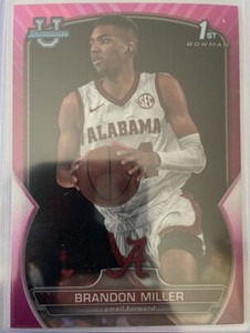 2022-23 Bowman University Chrome  Brandon Miller #80 Pink Refractor (RC) Alabama