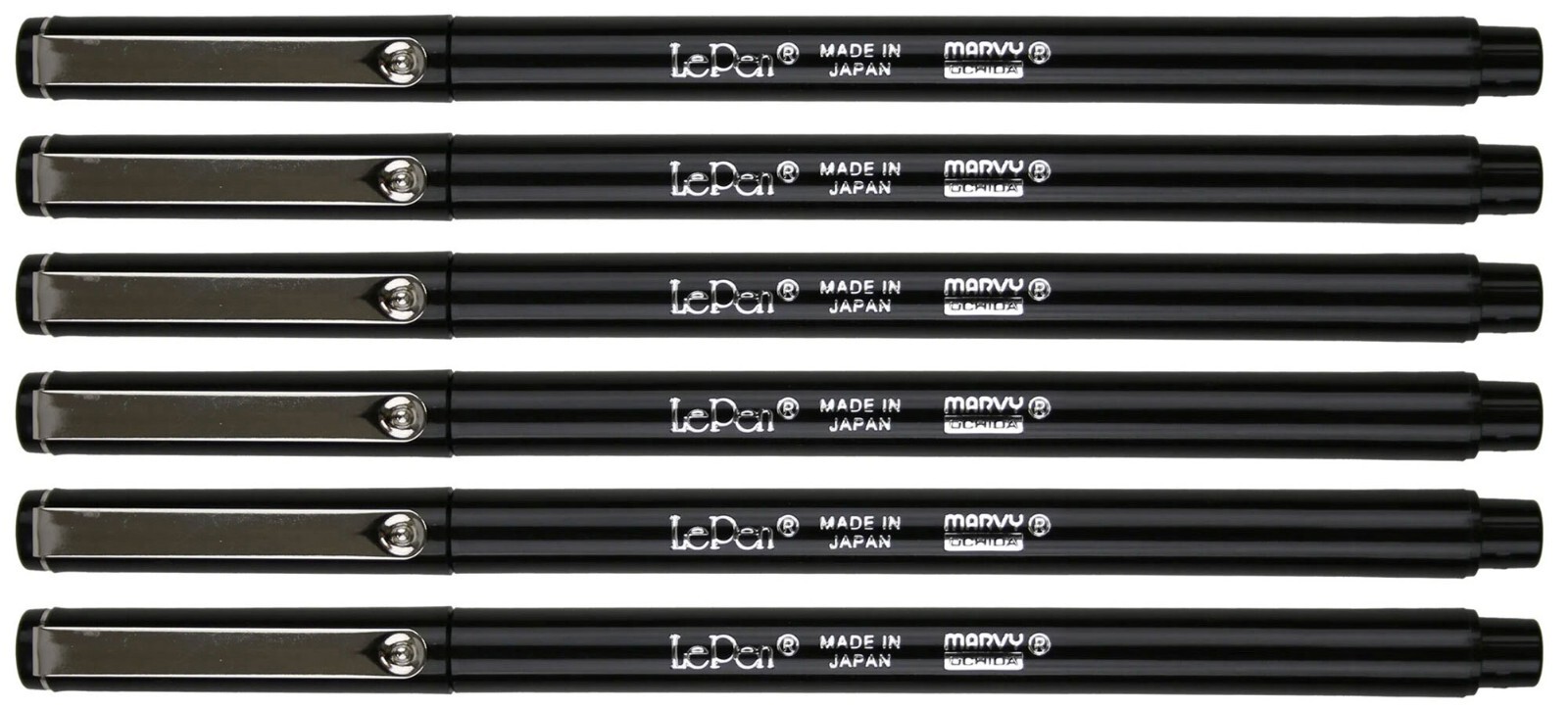 Marvy Uchida Le Pen 6 Pc Black 0.3mm Smooth Micro Fine Plast