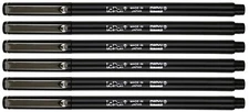 Marvy Uchida Le Pen 6 Pc Black 0.3mm Smooth Micro Fine Plastic Point LePen