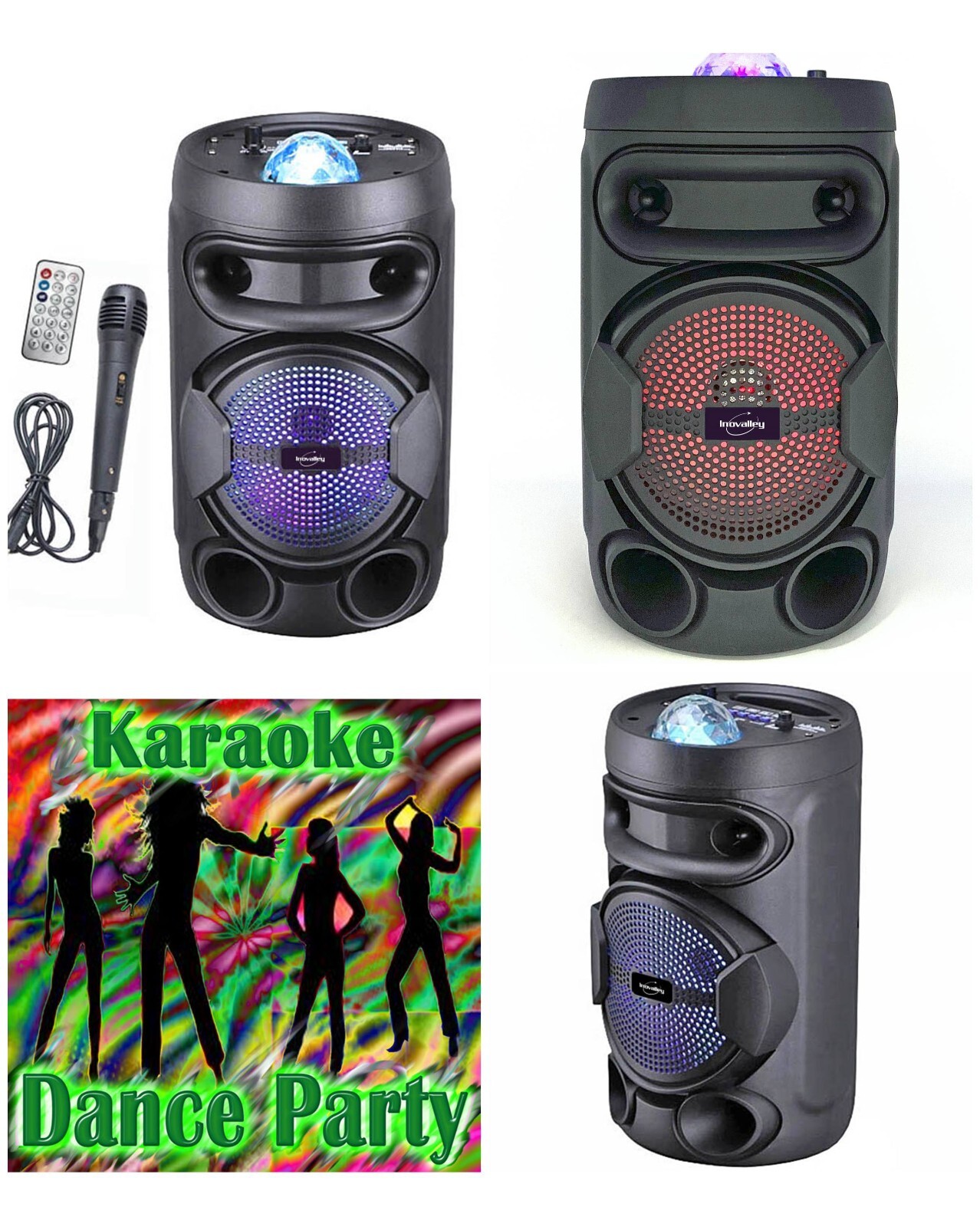 Enceinte sono portable 400W bluetooth noire avec jeu de lumière LED RGB