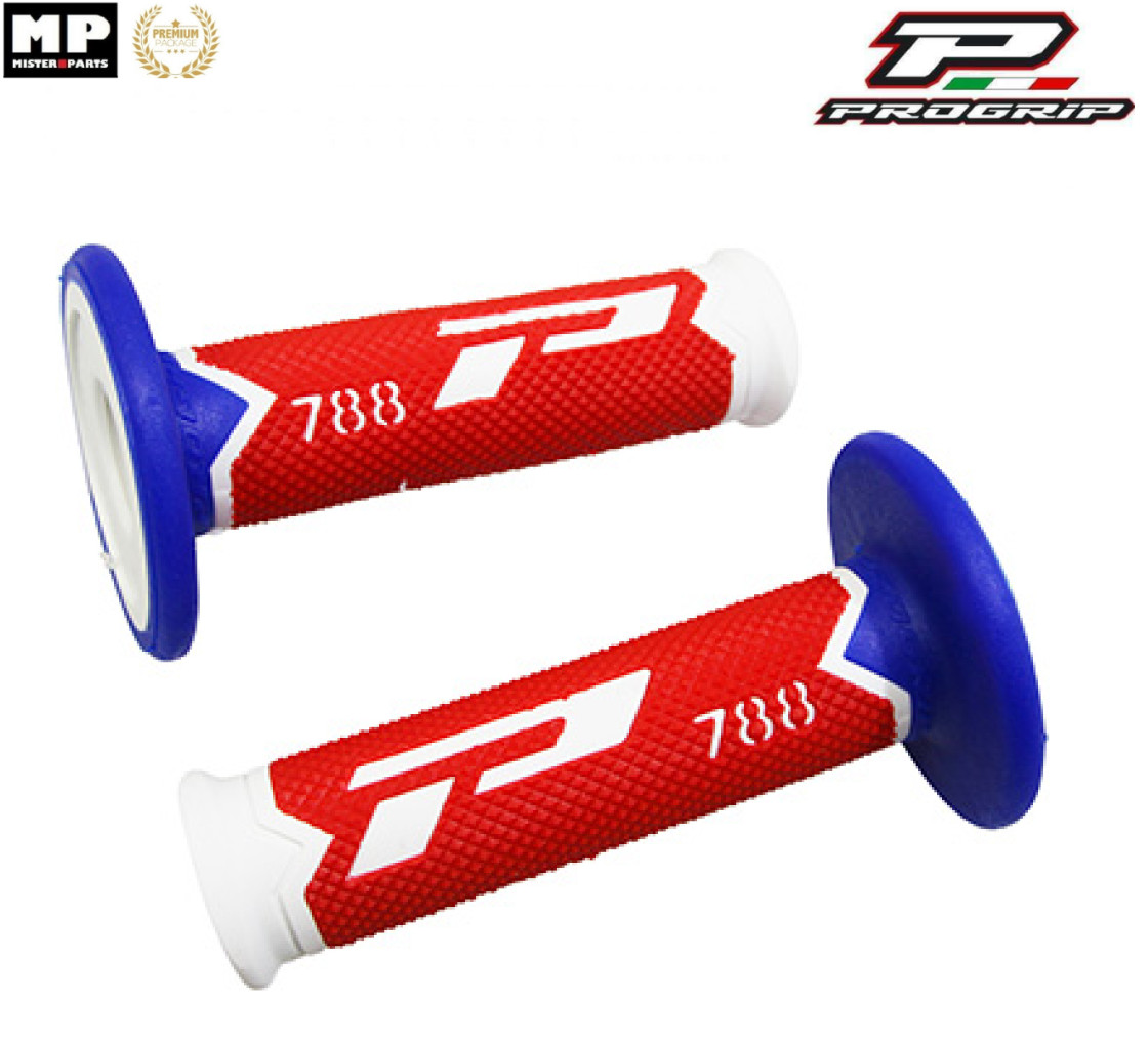 Poignées Progrip 788 blanc rouge bleu pour briller sur les circuits MX