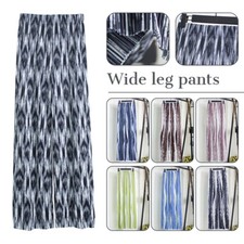 New Ladies Wide Leg Print Stretch Long Trousers Women's Pants Casual Vacation