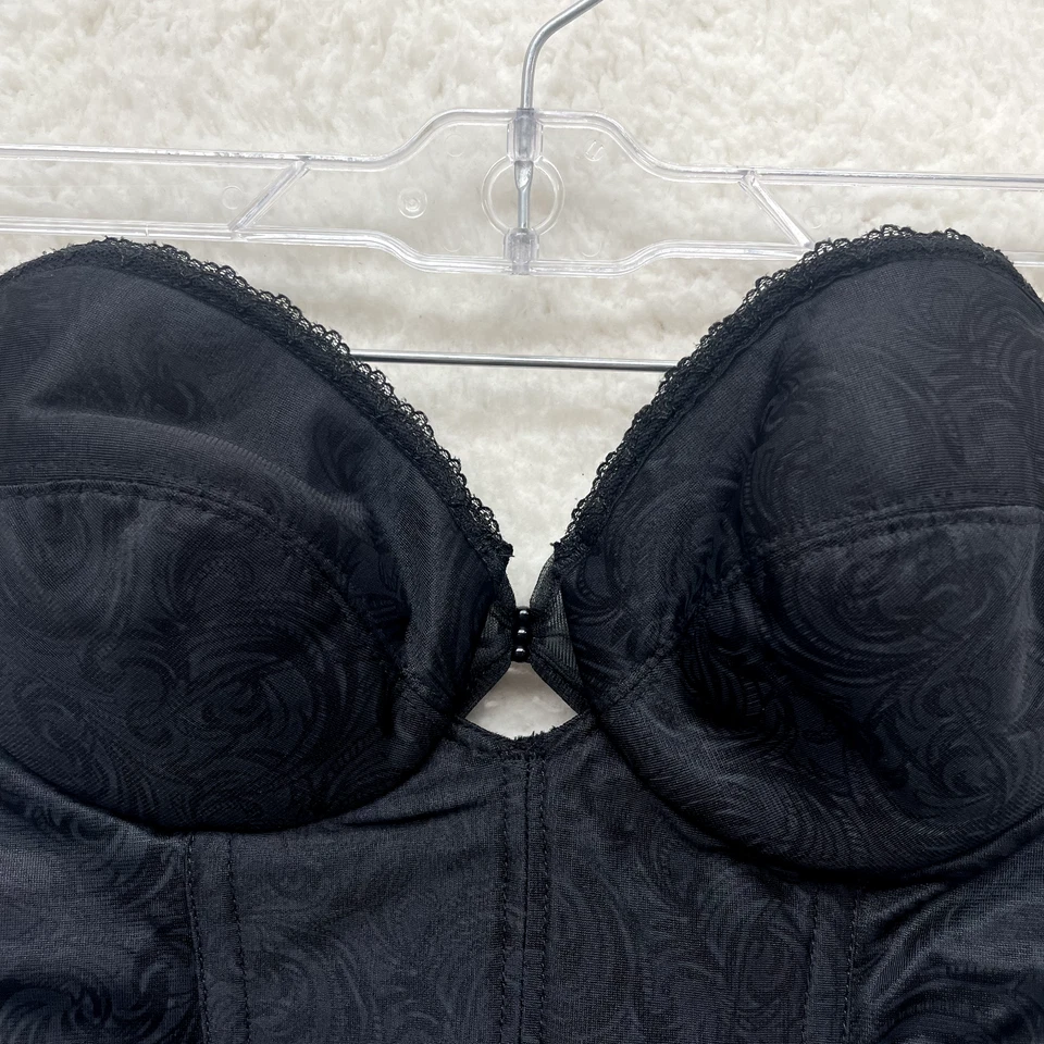 复古紧身胸衣紧身胸衣上衣 34C 黑色 Boned Edwardian 维多利亚哥特式 — 第 3/4 张图片