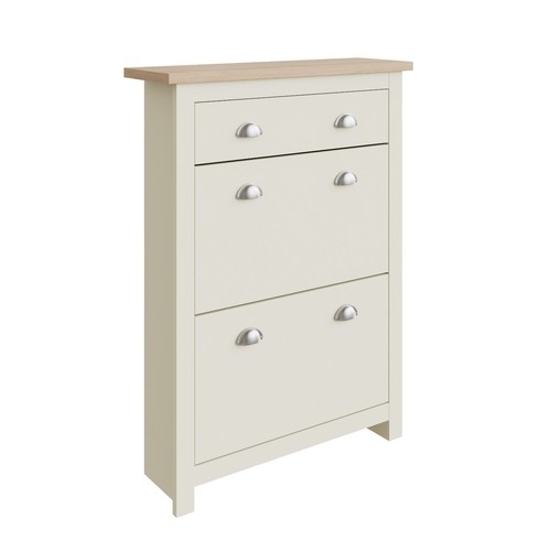 Lancaster Shoe Cabinet 2 Door 1 Drawer Storage Unit Hallway Cream Oak living - Picture 3 of 5