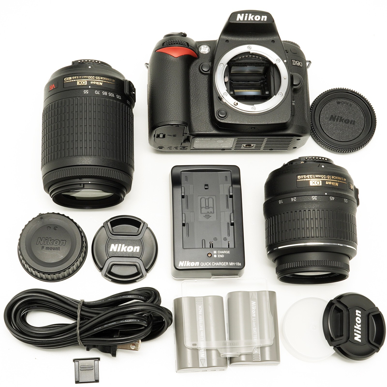 Nikon D90 12.3MP Digital SLR Camera w/AFS 1855mm & 55200mm Lenses